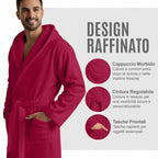 Accappatoio UNISEX Microfibra con Tasche Cappuccio e Cintura, Ideale per Casa, Viaggio, Palestra, Tessuto Morbido e Comodo, da S a XXL