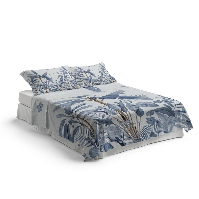Lenzuola 100% Cotone Stampate con Fantasie Originali Realizzate e Stampate in Italia con Inchiostro Sicuro per la Pelle, Completo Letto Matrimoniale 4 Pezzi
