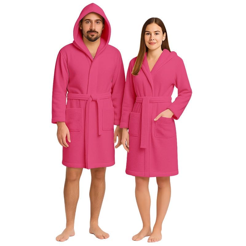 Accappatoio UNISEX Spugna con Cappuccio, Cotone Supreme Quality, Alto Potere Asciugante per Piscina, Palestra, Casa, Ospiti