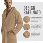 Accappatoio UNISEX Microfibra con Tasche Cappuccio e Cintura, Ideale per Casa, Viaggio, Palestra, Tessuto Morbido e Comodo, da S a XXL