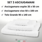 Set Asciugamani Bagno Pezzi per Hotel, B&B e Casa in Cotone, Asciugamani Bianchi Classici (Viso, Doccia, Ospite)