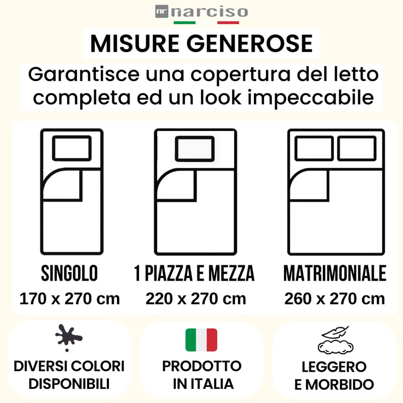 Trapuntino Tinta Unita Ideale per la Mezza Stagione, Copriletto Leggero Disponibile in Varie Colorazioni Uniche, Prodotto in Italia
