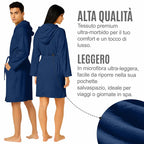 Accappatoio UNISEX Microfibra con Tasche Cappuccio e Cintura, Ideale per Casa, Viaggio, Palestra, Tessuto Morbido e Comodo, da S a XXL