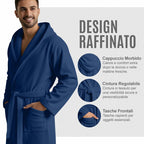Accappatoio UNISEX Microfibra con Tasche Cappuccio e Cintura, Ideale per Casa, Viaggio, Palestra, Tessuto Morbido e Comodo, da S a XXL