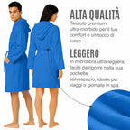 Accappatoio UNISEX Microfibra con Tasche Cappuccio e Cintura, Ideale per Casa, Viaggio, Palestra, Tessuto Morbido e Comodo, da S a XXL