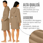 Accappatoio UNISEX Microfibra con Tasche Cappuccio e Cintura, Ideale per Casa, Viaggio, Palestra, Tessuto Morbido e Comodo, da S a XXL