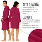 Accappatoio UNISEX Microfibra con Tasche Cappuccio e Cintura, Ideale per Casa, Viaggio, Palestra, Tessuto Morbido e Comodo, da S a XXL