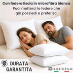 Cuscini Letto Morbidi e Bassi, Made in Italy con Fodera Bianca in Microfibra, Guanciale Letto Antiacaro e Anallergico, Cuscini per Dormire con Imbottitura in Fibra di Poliestere