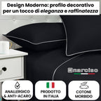Lenzuola 100% Cotone Made in Italy con Profilo Decorativo, Fantasia Tinta Unita in Varie Colorazioni - 3 TAGLIE
