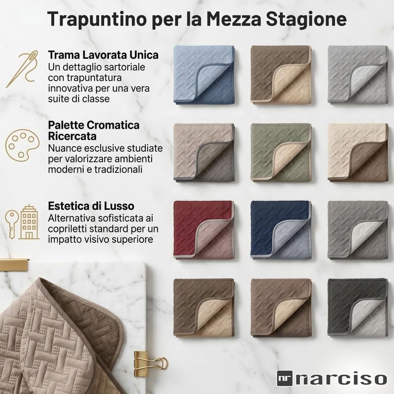 Trapunta Primaverile con Trama Lavorata dal Design Classico, Trapuntino Ideale per la Mezza Stagione, Copriletto Leggero