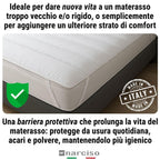 Topper Materasso H3cm Trapuntato, Imbottitura 500gr/mq in Morbido Poliestere, Innovativa Tecnologia di Riempimento Made in Italy, Tessuto Manopesca