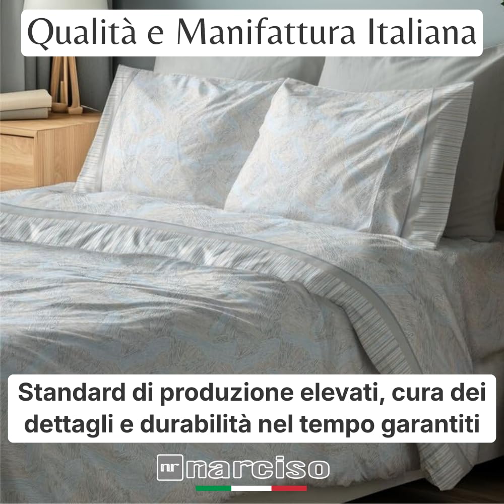 NARCISO Lenzuola di Flanella Made in Italy, Completo Lenzuola di Flanella in Cotone