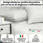 Lenzuola 100% Cotone Made in Italy con Profilo Decorativo, Fantasia Tinta Unita in Varie Colorazioni - 3 TAGLIE