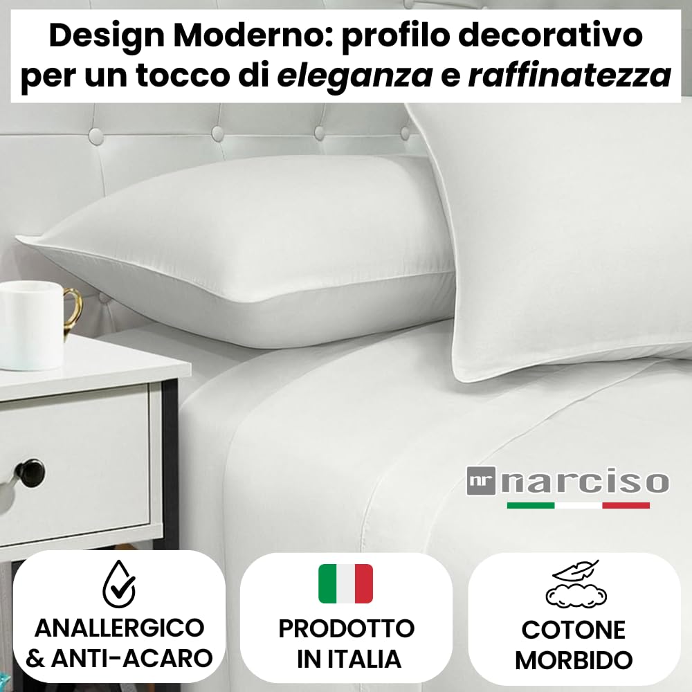 Lenzuola 100% Cotone Made in Italy con Profilo Decorativo, Fantasia Tinta Unita in Varie Colorazioni - 3 TAGLIE