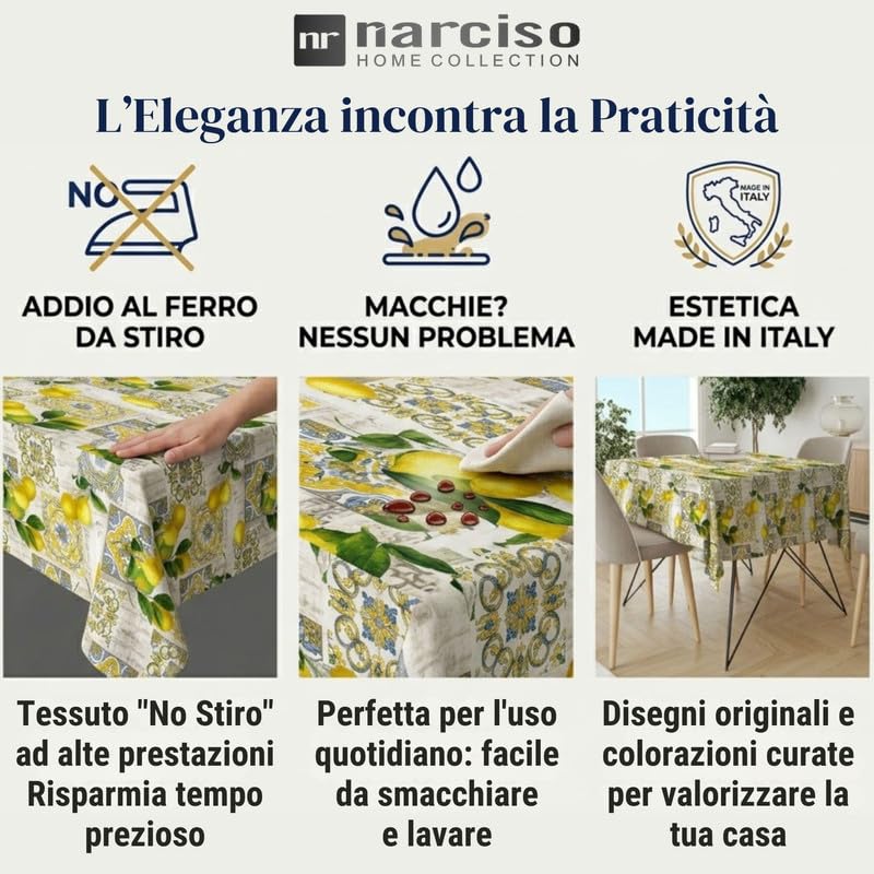 Tovaglia in Poliestere Durevole con Trattamento NO STIRO Made in Italy