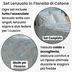 NARCISO Lenzuola di Flanella Made in Italy, Completo Lenzuola di Flanella in Cotone