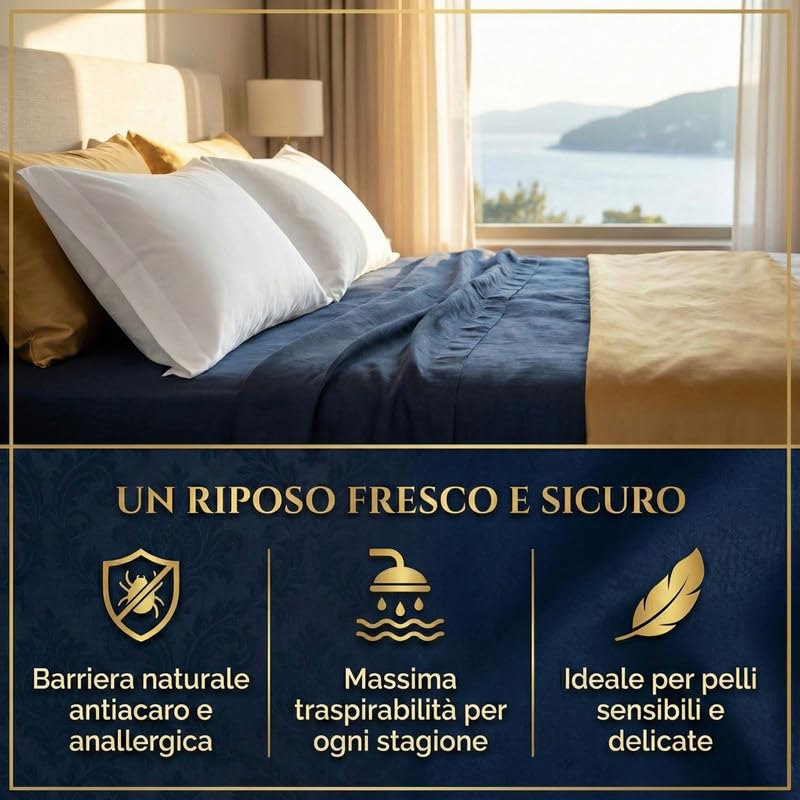 Federe Cuscino Letto 50x80 Copricuscino Letto, Coppia Federa Antiacaro ed Anallergica per Cuscini Standard, Made in Italy