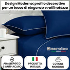 Lenzuola 100% Cotone Made in Italy con Profilo Decorativo, Fantasia Tinta Unita in Varie Colorazioni - 3 TAGLIE