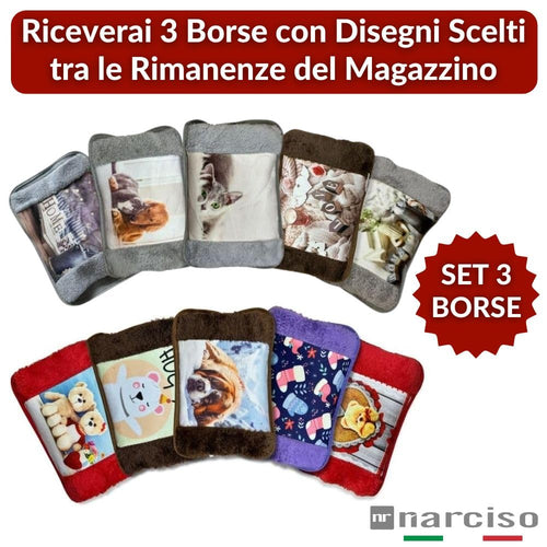 3 Borsa Acqua Calda Elettrica (Disegni Scelti tra le Rimanenze del Magazzino) Scaldino Elettrico da Letto Scaldaletto Portatile, Boule Acqua Calda Elettrica, Sicura (3Pz Disegni Casuali)