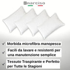 Set Copricuscini Letto con Zip, Copricuscino 50x80 in Morbida Microfibra Manopesca, Tessuto Anallergico, Antiacaro, Igienico, Traspirante e Perfetto per Tutte Le Stagioni, Copri Cuscini