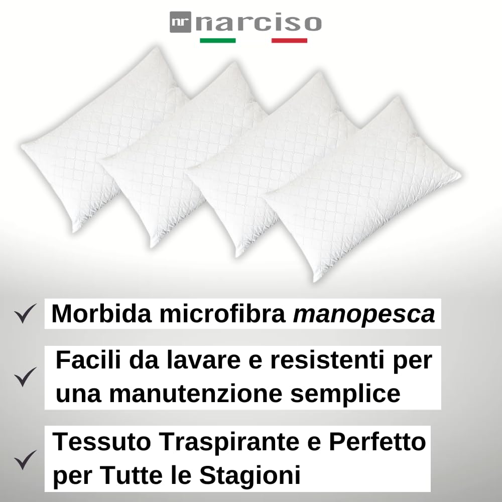 Set Copricuscini Letto con Zip, Copricuscino 50x80 in Morbida Microfibra Manopesca, Tessuto Anallergico, Antiacaro, Igienico, Traspirante e Perfetto per Tutte Le Stagioni, Copri Cuscini