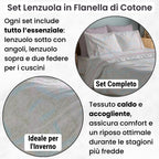 NARCISO Lenzuola di Flanella Made in Italy, Completo Lenzuola di Flanella in Cotone