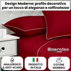 Lenzuola 100% Cotone Made in Italy con Profilo Decorativo, Fantasia Tinta Unita in Varie Colorazioni - 3 TAGLIE