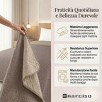 Trapunta Primaverile con Trama Lavorata dal Design Classico, Trapuntino Ideale per la Mezza Stagione, Copriletto Leggero
