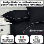 Lenzuola 100% Cotone Made in Italy con Profilo Decorativo, Fantasia Tinta Unita in Varie Colorazioni - 3 TAGLIE
