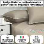 Lenzuola 100% Cotone Made in Italy con Profilo Decorativo, Fantasia Tinta Unita in Varie Colorazioni - 3 TAGLIE