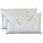 Coppia Cuscini Letto Matrimoniale (H 11cm) Cuscino Memory Foam Basso, Guanciale Letto Morbido ed Anallergico con Fodera Esterna Jacquard Aloe, Garantisce Sonno Profondo e Traspirabilità Ottima