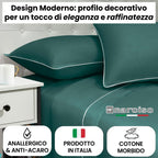 Lenzuola 100% Cotone Made in Italy con Profilo Decorativo, Fantasia Tinta Unita in Varie Colorazioni - 3 TAGLIE