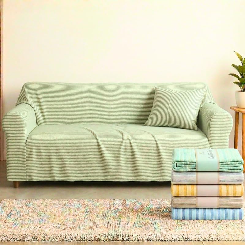 Gran Foulard per Divano & Letto con Motivo a Righe in Cotone Kerala