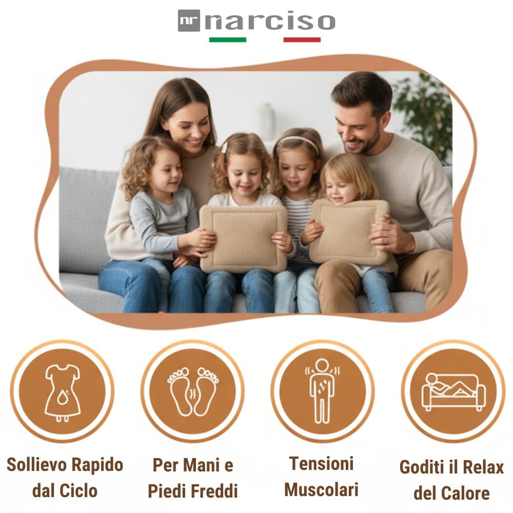 Borsa Acqua Calda Elettrica per Ciclo, Mani, Schiena, Riscaldante, Scaldino Elettrico da Letto Scaldaletto Portatile, Boule Acqua Calda Elettrica, Sicura, Veloce, Santa Snow
