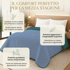 Trapunta Primaverile con Trama Lavorata dal Design Classico, Trapuntino Ideale per la Mezza Stagione, Copriletto Leggero