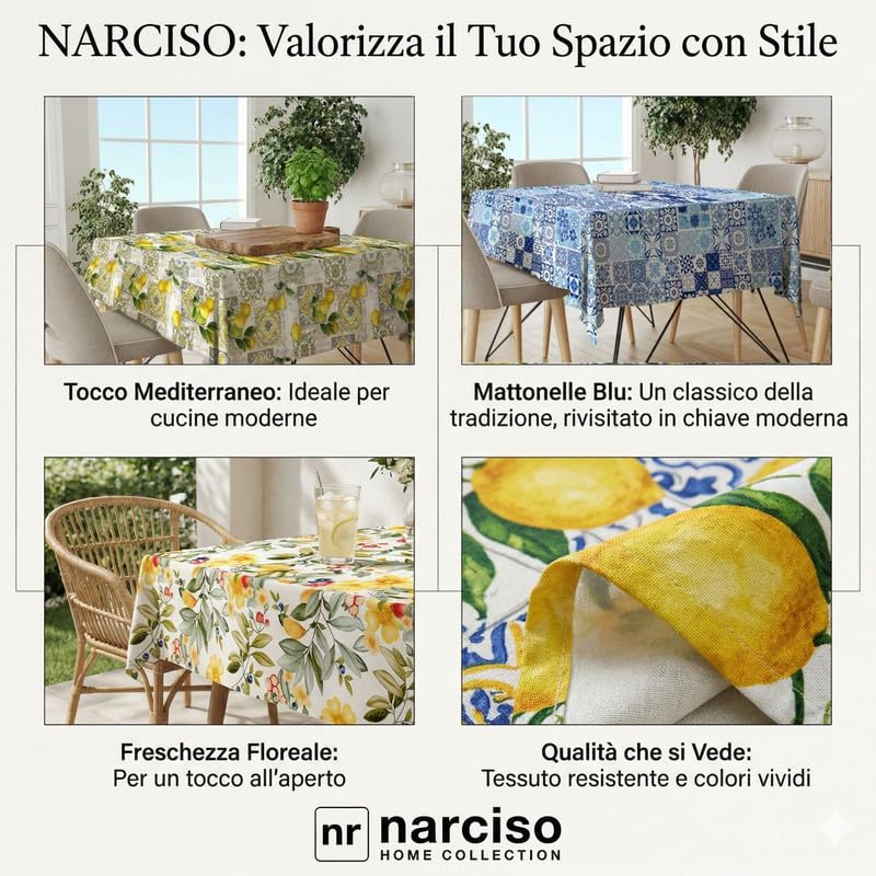 Tovaglia in Poliestere Durevole con Trattamento NO STIRO Made in Italy