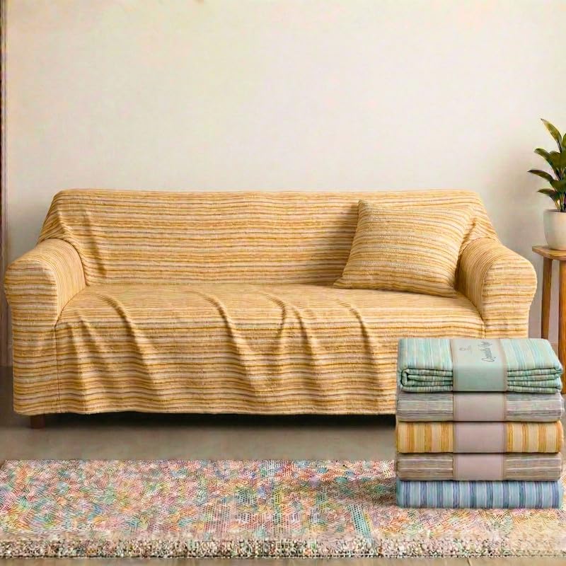 Gran Foulard per Divano & Letto con Motivo a Righe in Cotone Kerala