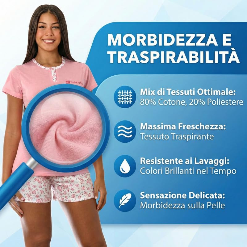 Pigiama Donna Cotone Leggero Corto con Design Unici per Estate e Mezza Stagione, Taglie da S a XL