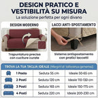 Copridivano con Braccioli Made in Italy, Copri Divano Reversibile Realizzato in Microfibra Lavabile Nota per la Resistenza all'Usura Quotidiana, Fissaggio con Laccetti