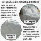 NARCISO Lenzuola di Flanella Made in Italy, Completo Lenzuola di Flanella in Cotone