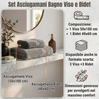 Set Asciugamani Bagno 2 Pezzi: Viso (50x100 cm) & Bidet (40x60 cm)