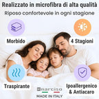 NARCISO Coppia Federe Cuscino Letto 50x80 in Microfibra Embossed