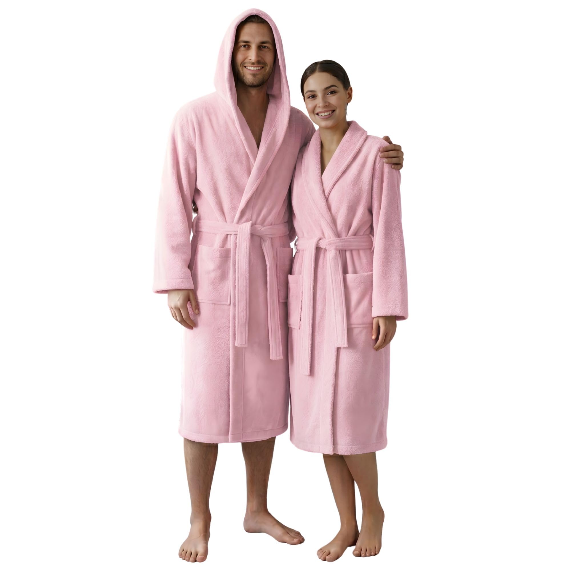 Accappatoio UNISEX con Cappuccio in Spugna Morbida di Cotone, Alto Potere Asciugante
