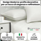 Lenzuola 100% Cotone Made in Italy con Profilo Decorativo, Fantasia Tinta Unita in Varie Colorazioni - 3 TAGLIE