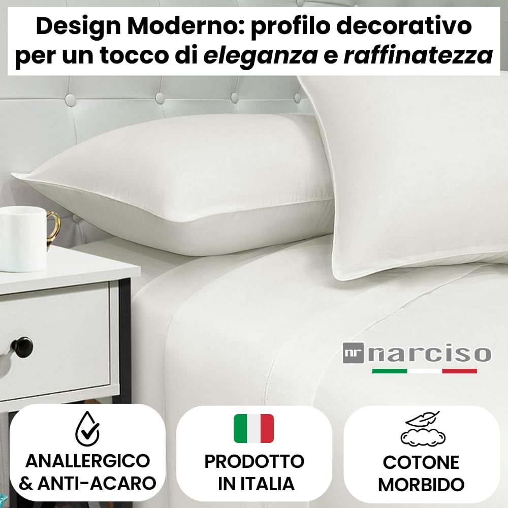Lenzuola 100% Cotone Made in Italy con Profilo Decorativo, Fantasia Tinta Unita in Varie Colorazioni - 3 TAGLIE