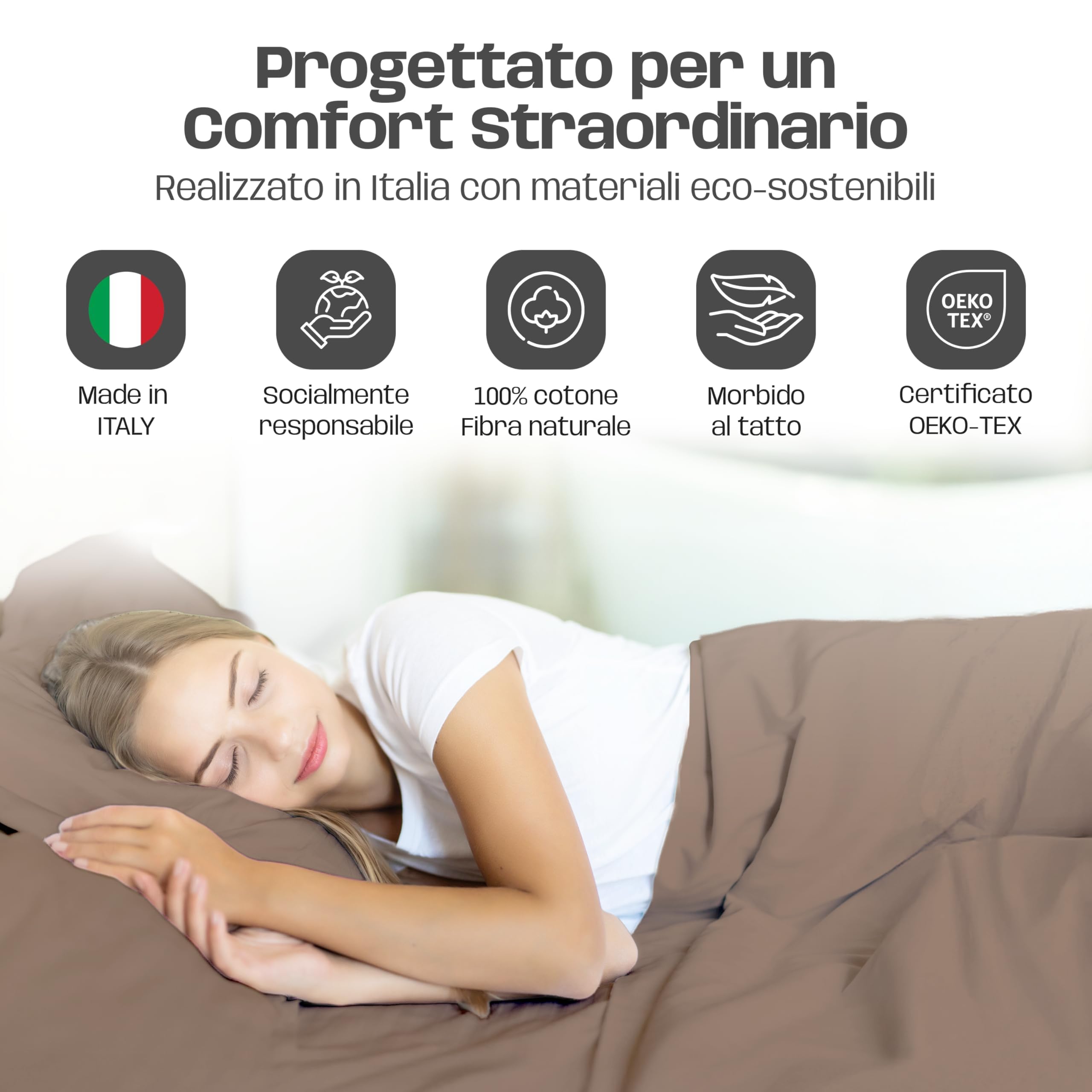 Lenzuola Letto Cotone Made in Italy, Completo Letto - Diversi colori - 3 TAGLIE