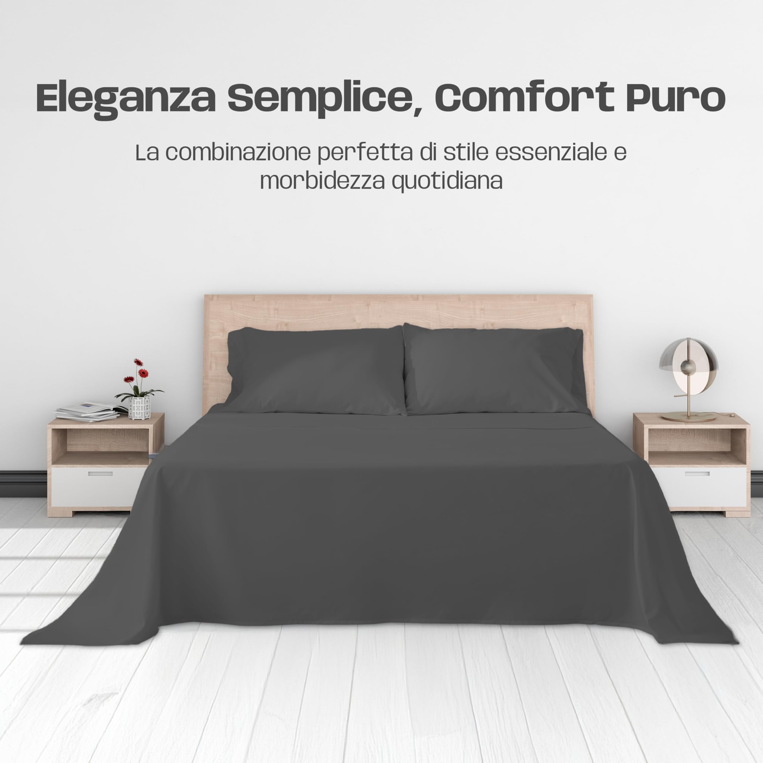 Lenzuola Letto Cotone Made in Italy, Completo Letto - Diversi colori - 3 TAGLIE