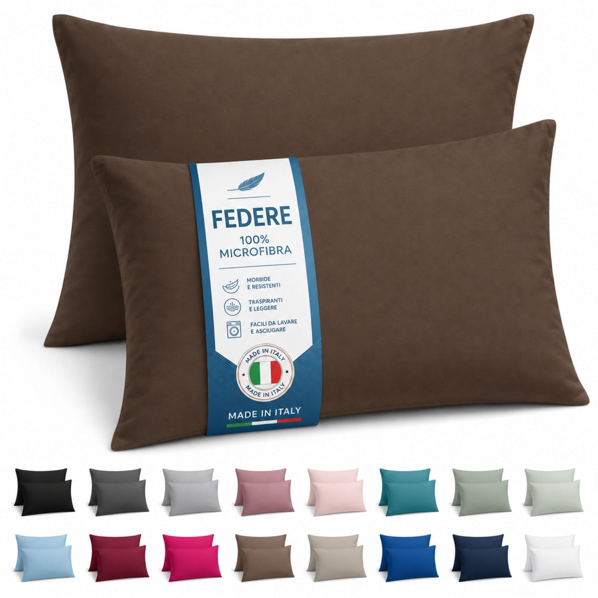 NARCISO Coppia Federe Cuscino Letto 50x80 in Microfibra Embossed