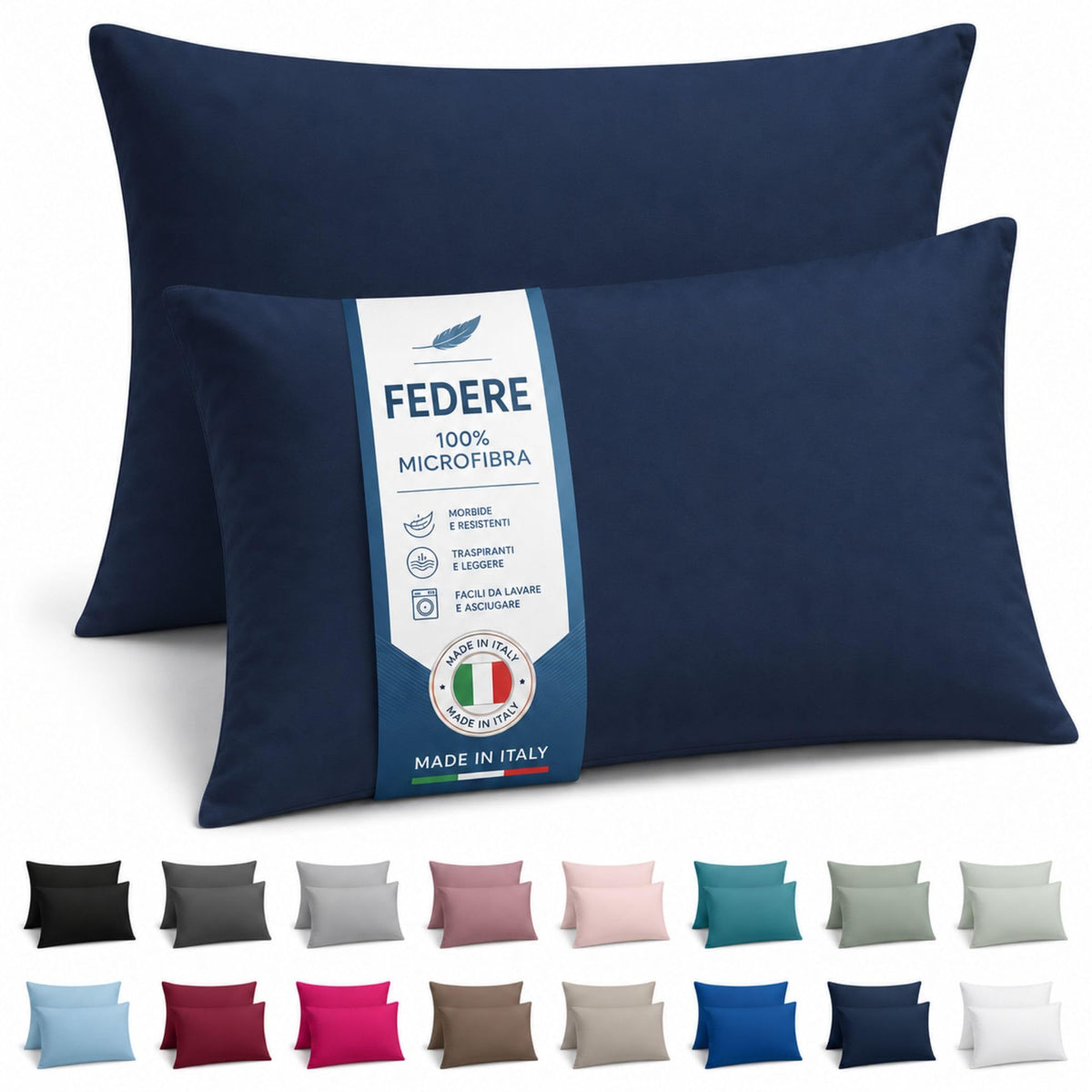 NARCISO Coppia Federe Cuscino Letto 50x80 in Microfibra Embossed