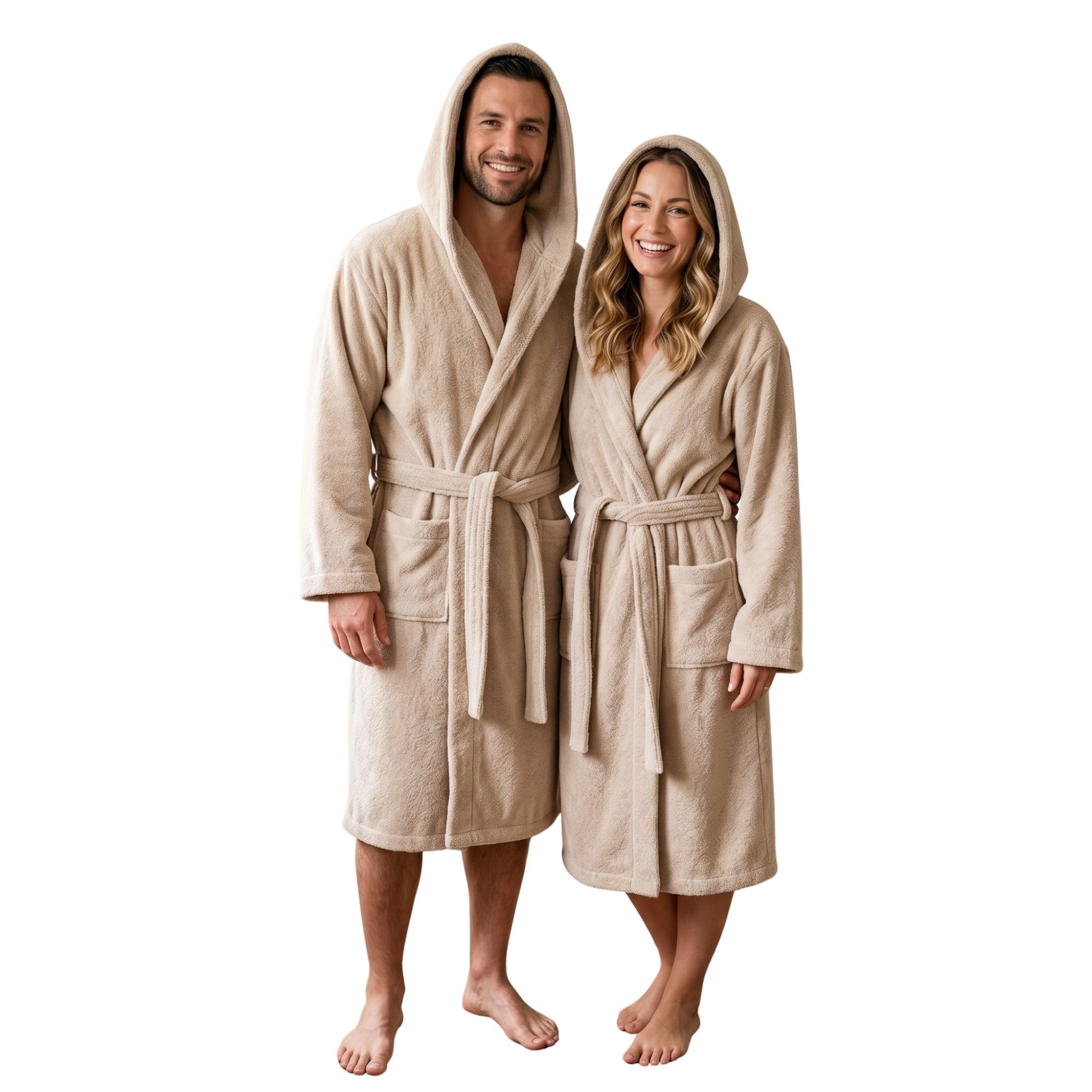 Accappatoio UNISEX con Cappuccio in Spugna Morbida di Cotone, Alto Potere Asciugante